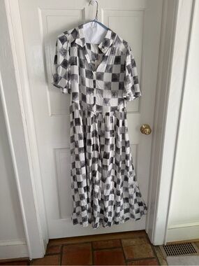 NWT Jen’s Pirate Booty Logic Maxi Dress Checkerboard Vintage Silver